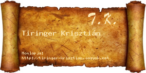 Tiringer Krisztián névjegykártya