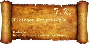 Tiringer Krisztián névjegykártya